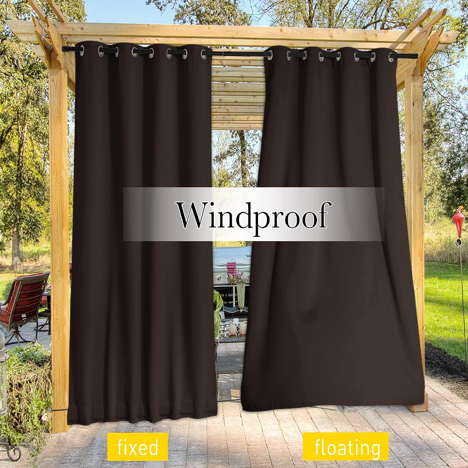 NICETOWN Gazebo Curtains Outdoor Waterproof W100 x L84 in Brown