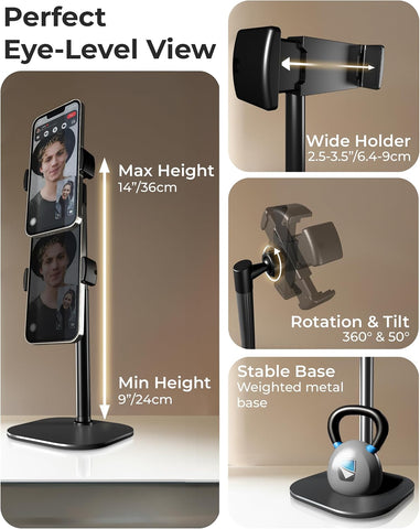 COOPER ChatStand Sturdy Cell Phone Holder, iPhone Stand for Desk, Recording