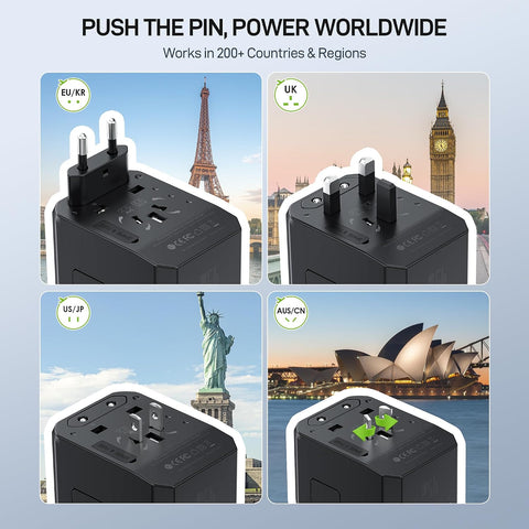 EPICKA 45W Universal Travel Adapter PD&QC, 1AC/3USB-C/2USB-A