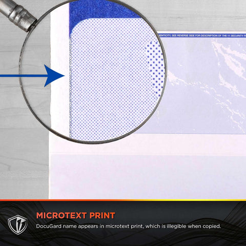 DocuGard Standard Blue Marble Top High Security Check Paper - Laser/Inkjet Printer Compatible - 11 Security Features - 500 Blank Business Checks