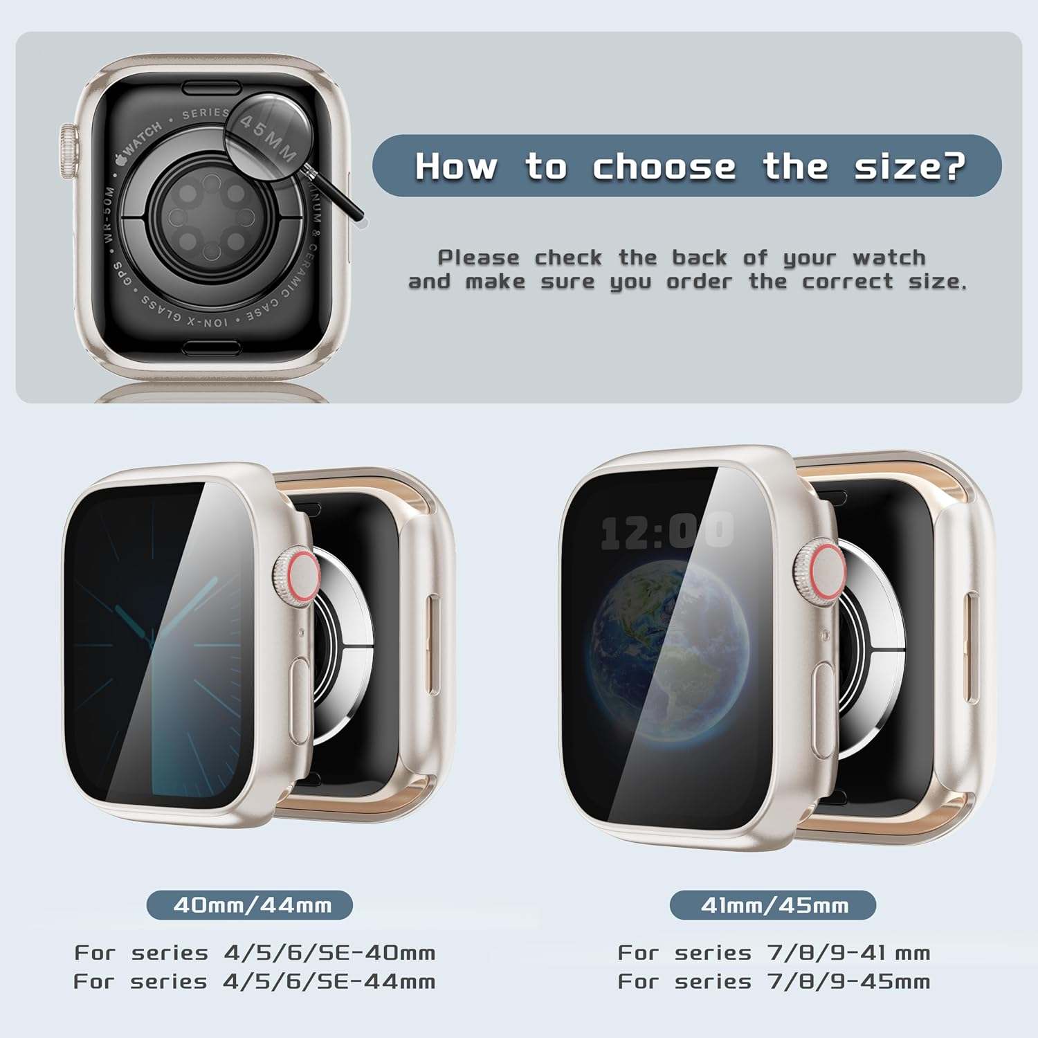 Privacy Case with Screen Protector for 44mm Apple Watch SE3 2 1