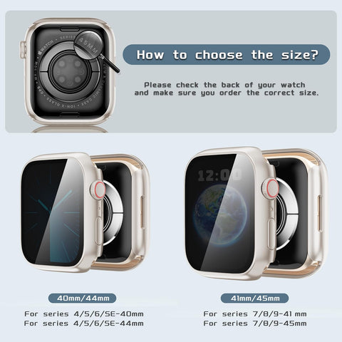 Privacy Case with Screen Protector for 44mm Apple Watch SE3 2 1