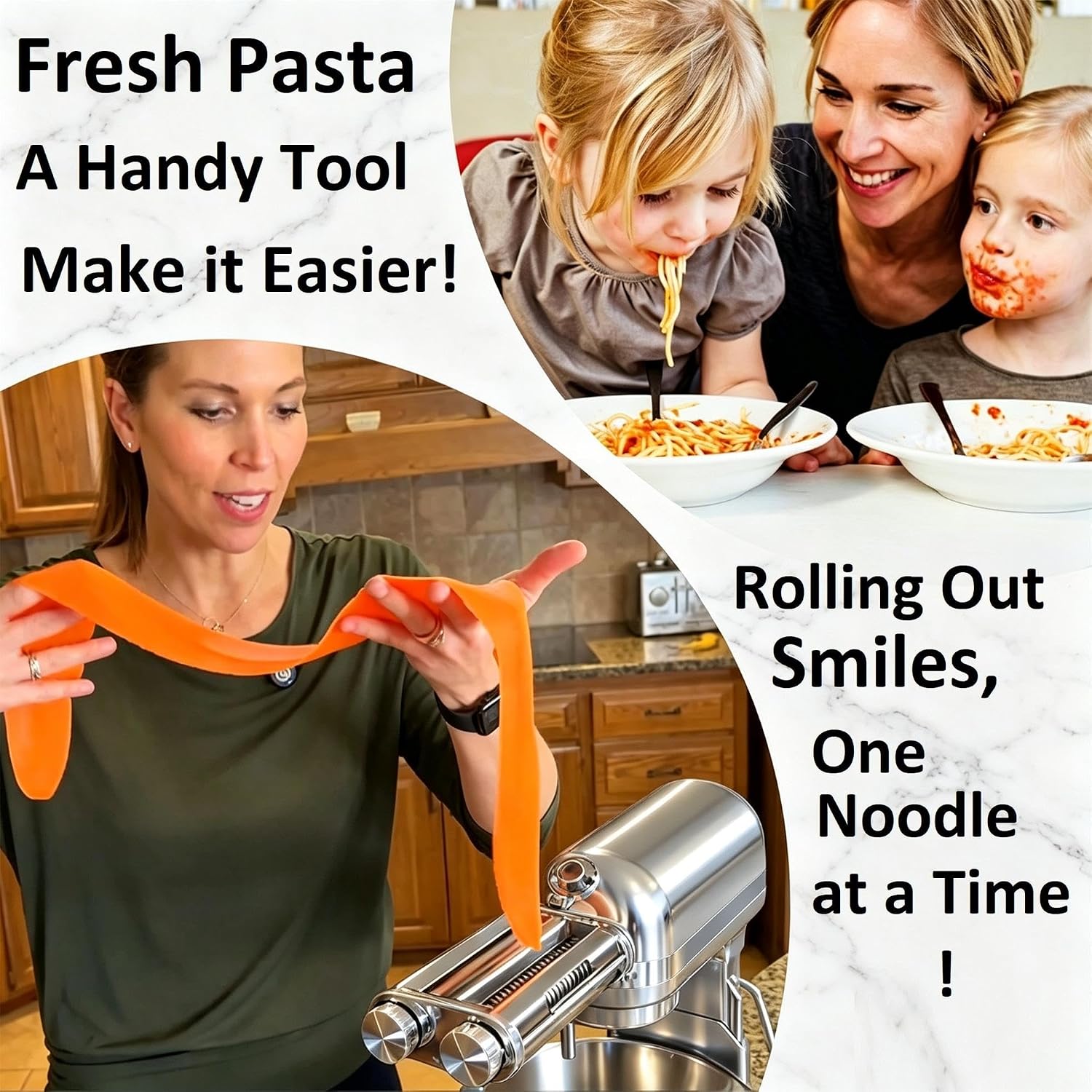 FavorKit Pasta Maker Attachment 3 in 1 Durable Metal for KitchenAid Mixers