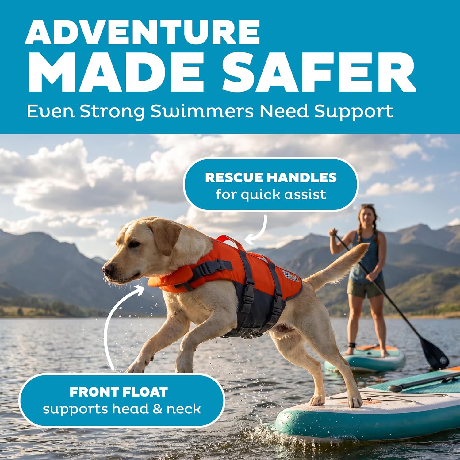 Outward Hound Granby Splash Dog Life Jacket, Life Vest, Orange, Large