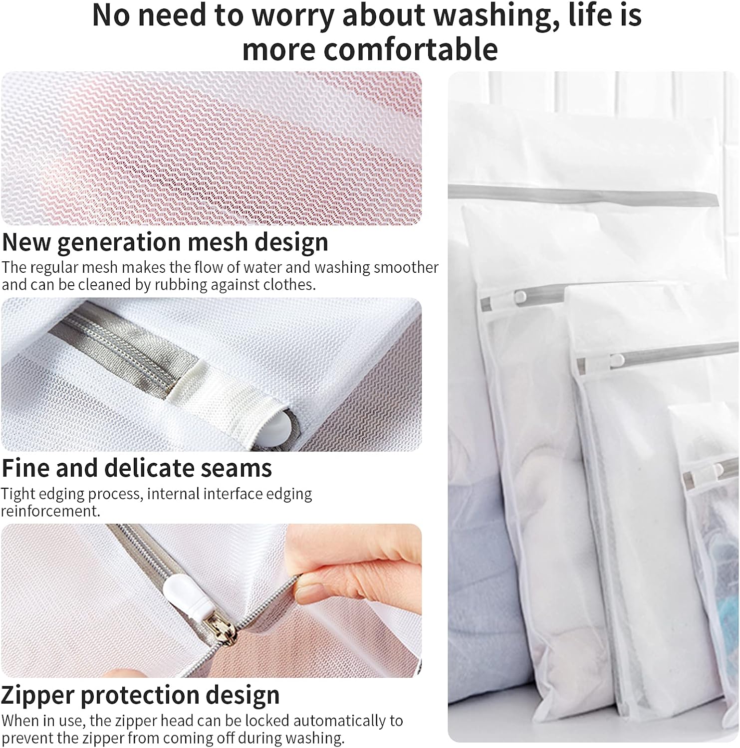 3 Pack Small Mesh Laundry Bags by MDSXO- Small Durable Lingerie Delicates Bag for Washing Machine for Socks, Bra, Mask,Baby Clothes 10 * 12 inch [3 Pack]