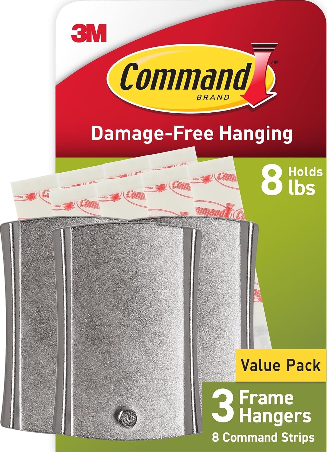 Command 8 lb Universal Hangers, 3 Hangers, 8 Strips