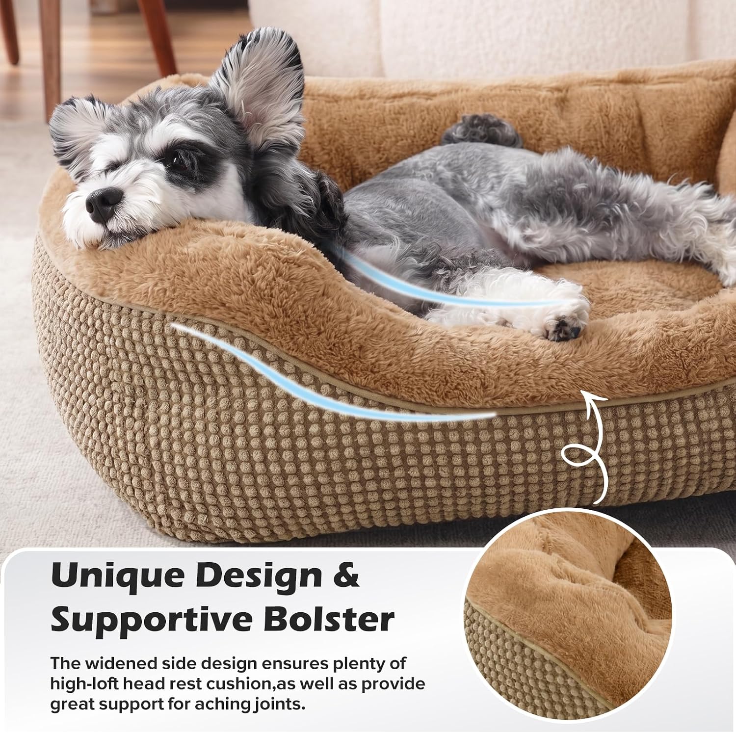 INVENHO Small Dog Bed for Small Dogs, Orthopedic Warming Soft Calming Sleeping Durable with Anti-Slip Bottom