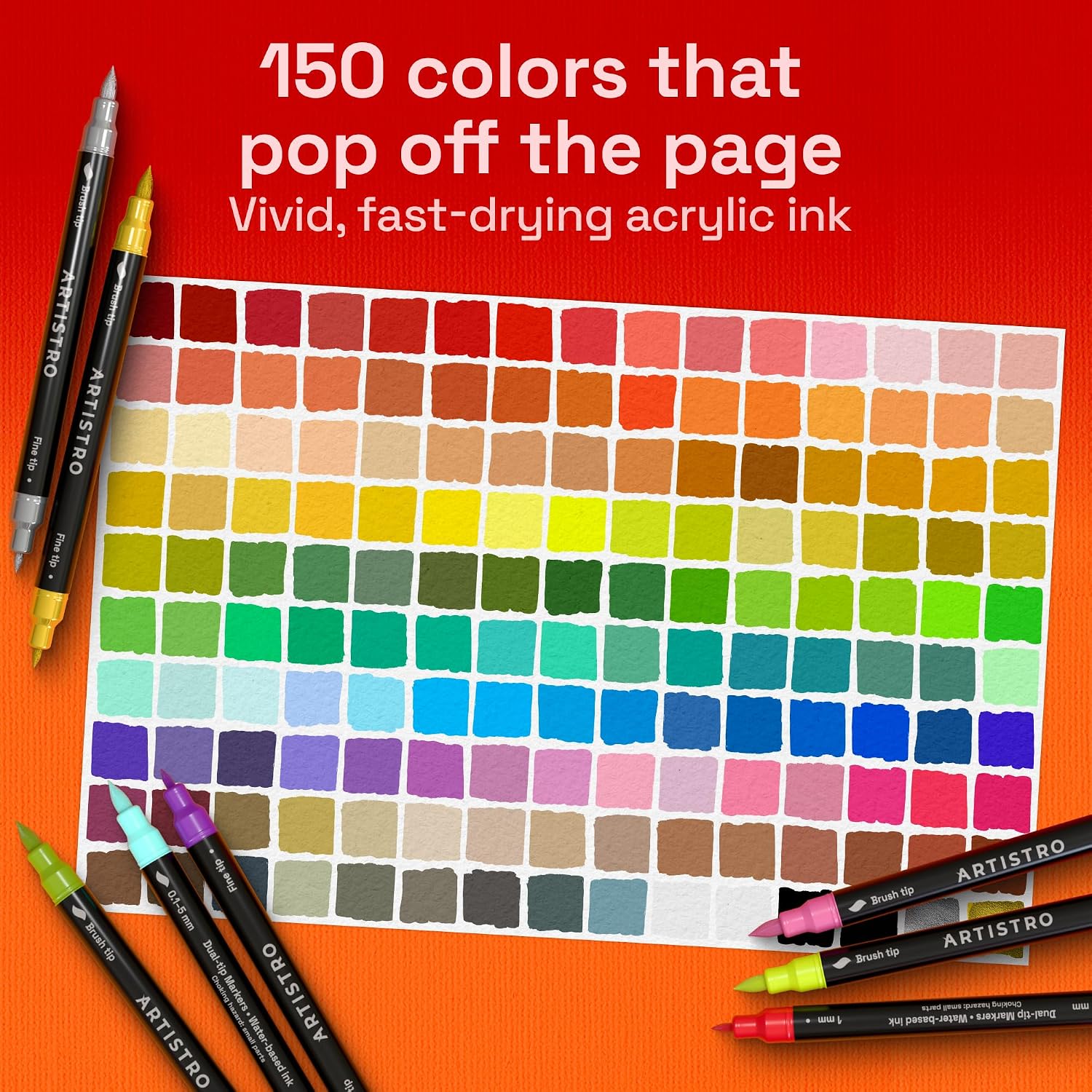 ARTISTRO 150 Acrylic Dual-Tip Glass Marker Pens for Wine Glasses