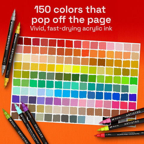 ARTISTRO 150 Acrylic Dual-Tip Glass Marker Pens for Wine Glasses