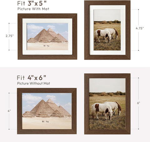 4x6 Picture Frame, Solid Oak Wood 4x6 Picture Frames with Mat to 3x5