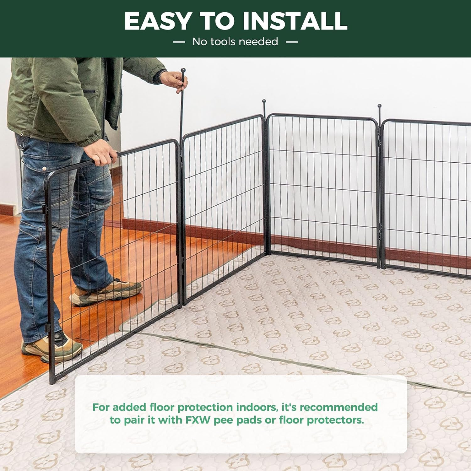 FXW Rollick Dog Playpen, Indoor, Yard & RV Camping, 32" H, 24 Panels