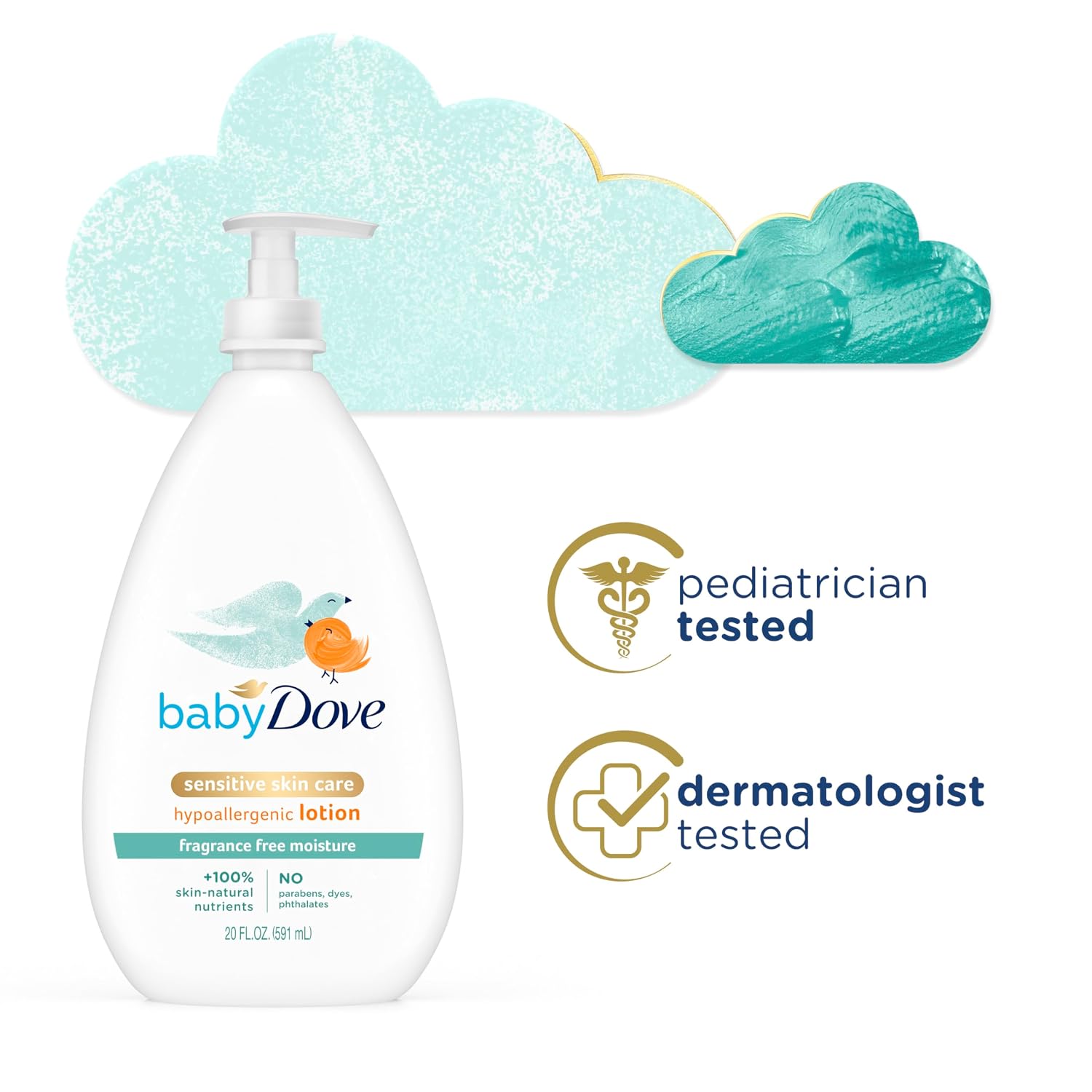 Baby Dove Sensitive Skin Care Baby Lotion Fragrance Free Moisture 20 oz