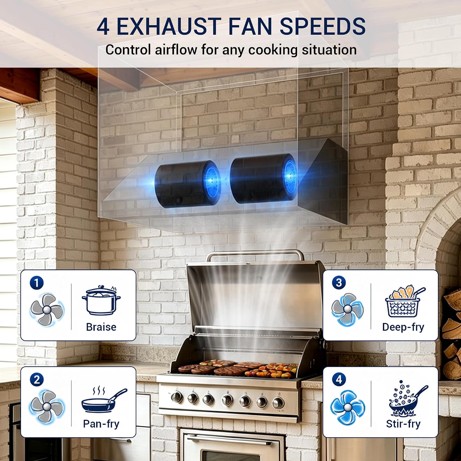 CT Copper Tailor 48-Inch Outdoor Kitchen Vent Hood for BBQ Grill 2010 CFM