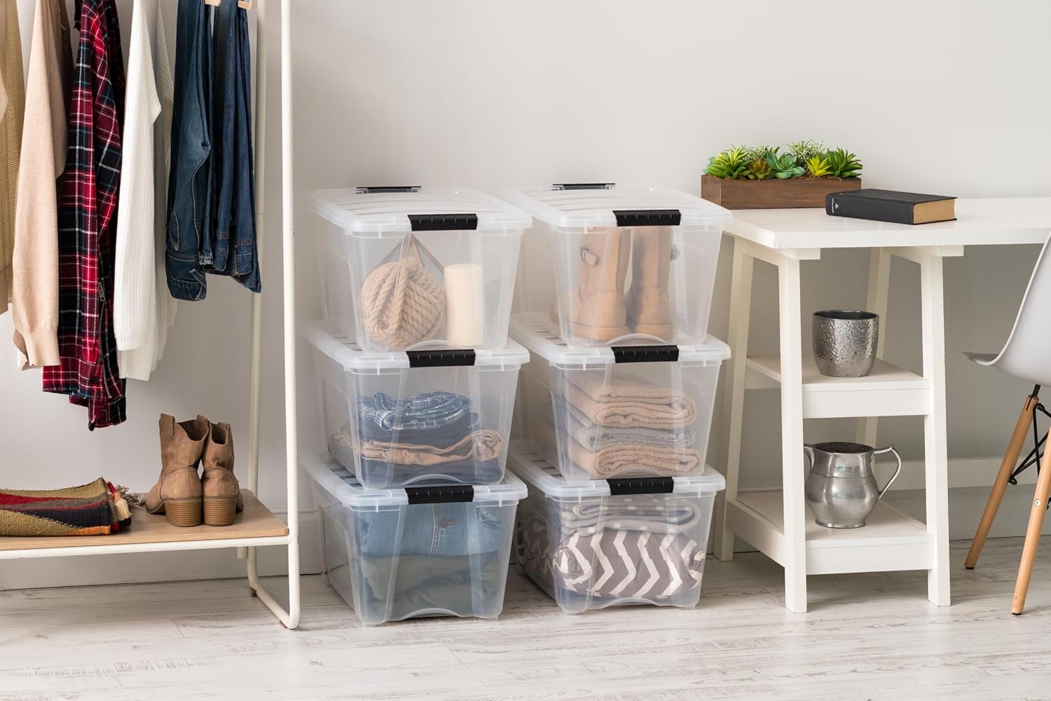 IRIS USA 6-Pack 32 Quart Storage Bins with Lids, Clear