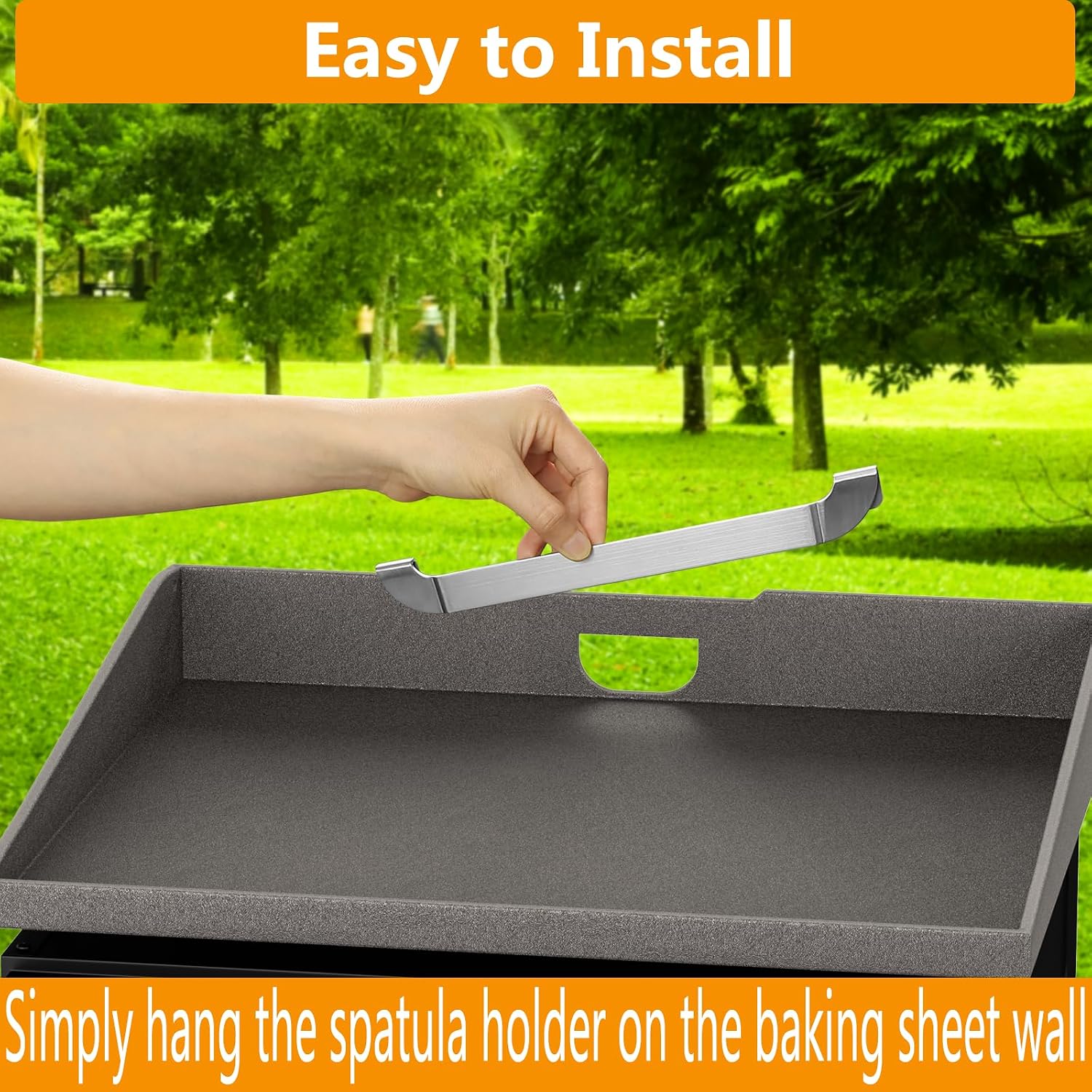 10 Inch Griddle Spatula Holder Magnetic Design, Stainless Steel Grill Barbecue Tool Rack, Griddle Accessories for Blackstone Flat Top Griddle and Other Grill Griddles (1 Pcs)