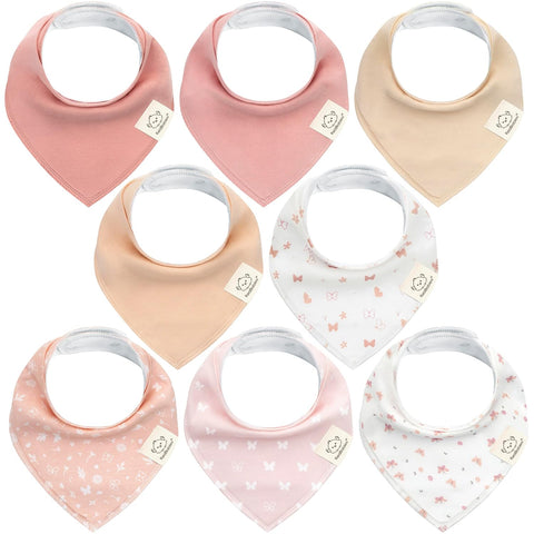 KeaBabies 8pk Organic Baby Bandana Bibs for Drooling Teething, Butterflies