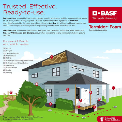 BASF Termidor Foam 20 oz - Termiticide Insecticide for Termites, Ants & Wood Destroying Pests & Insects