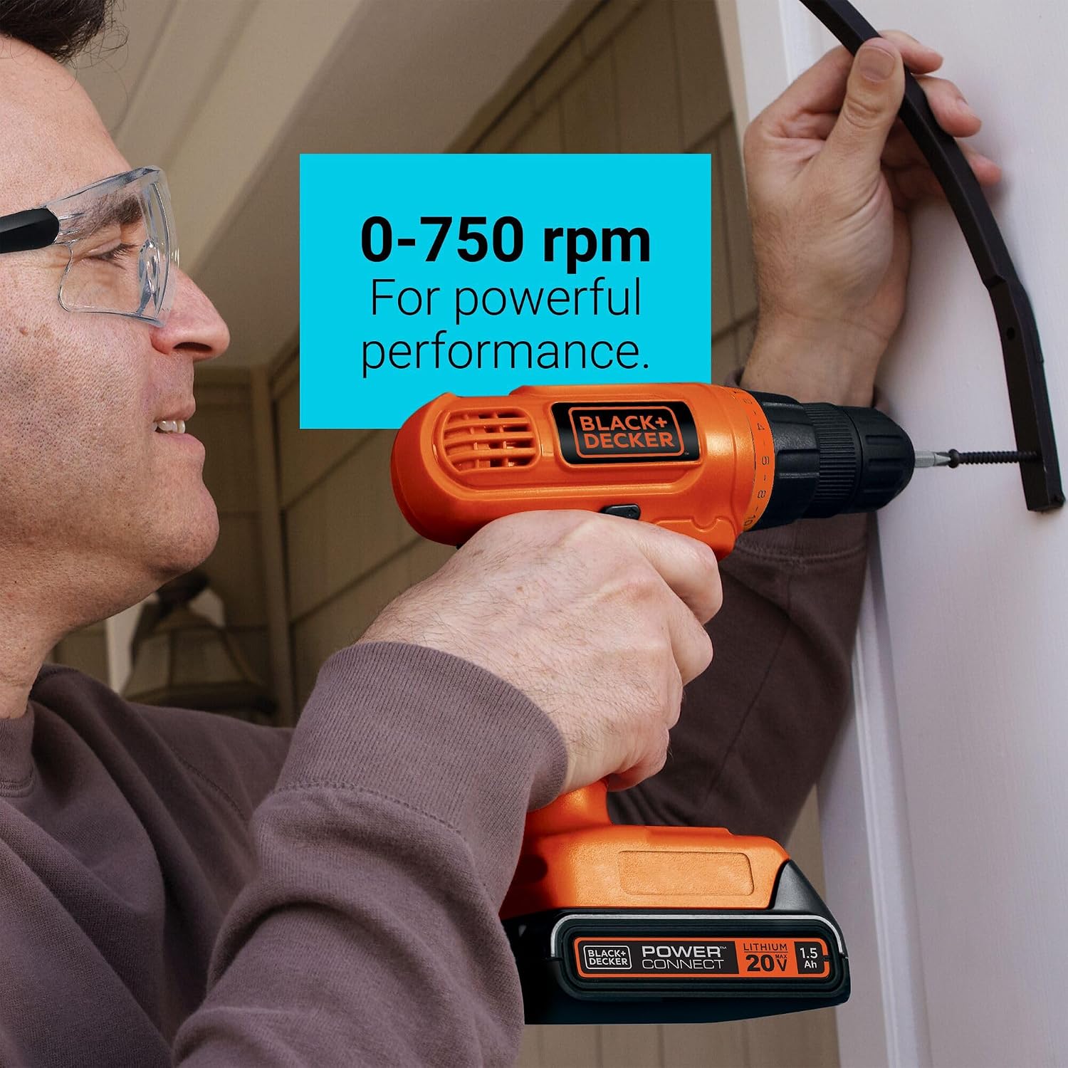 BLACK+DECKER 20V MAX POWERCONNECT Power Drill Cordless Drill Driver Electric Screwdriver with 30 Piece Bit Set, Battery and Charger Included (LD120VA)