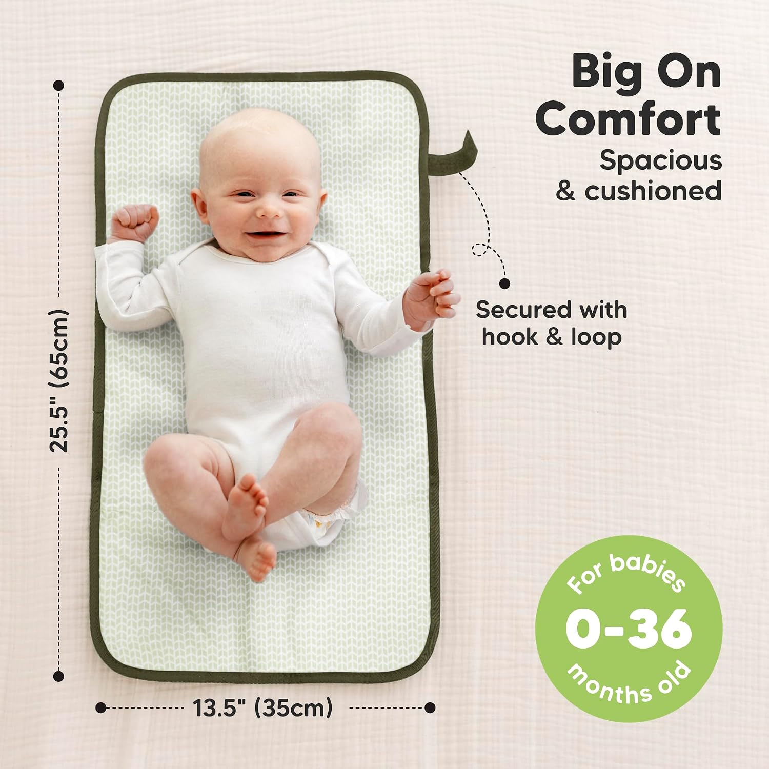 KeaBabies Portable Diaper Changing Pad, Easy Wipe Clean, 25x13 (Dark Olive)