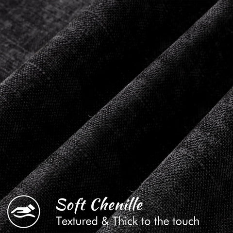 decorUhome Chenille Decorative Throw Pillow Covers 16x16 Set of 2, Black