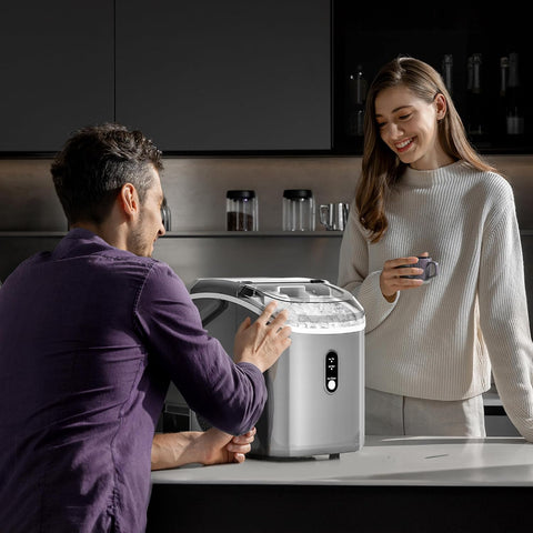 Kismile Nugget Ice Makers Countertop,35Lbs/24H,Self-Cleaning,Grey