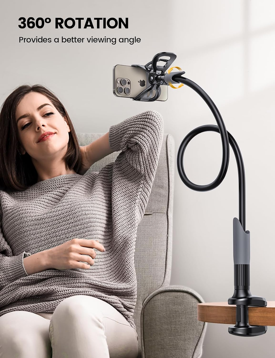 Lamicall Gooseneck Bed Phone Holder 33.4" Full Adjustable Flexible Arm