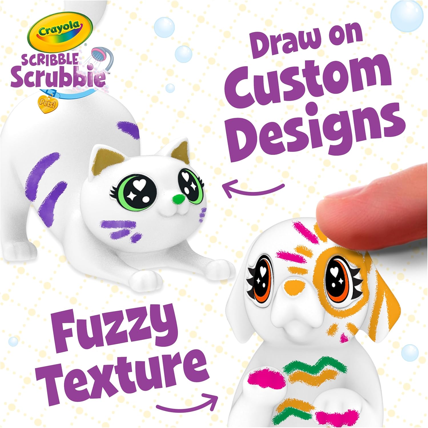 Crayola Scribble Scrubbies Glam Pack (4 Pets), Washable Pet Care Toy & Coloring Animal Craft Kit, Gift for Kids, Playset for Girls & Boys, Ages 3+