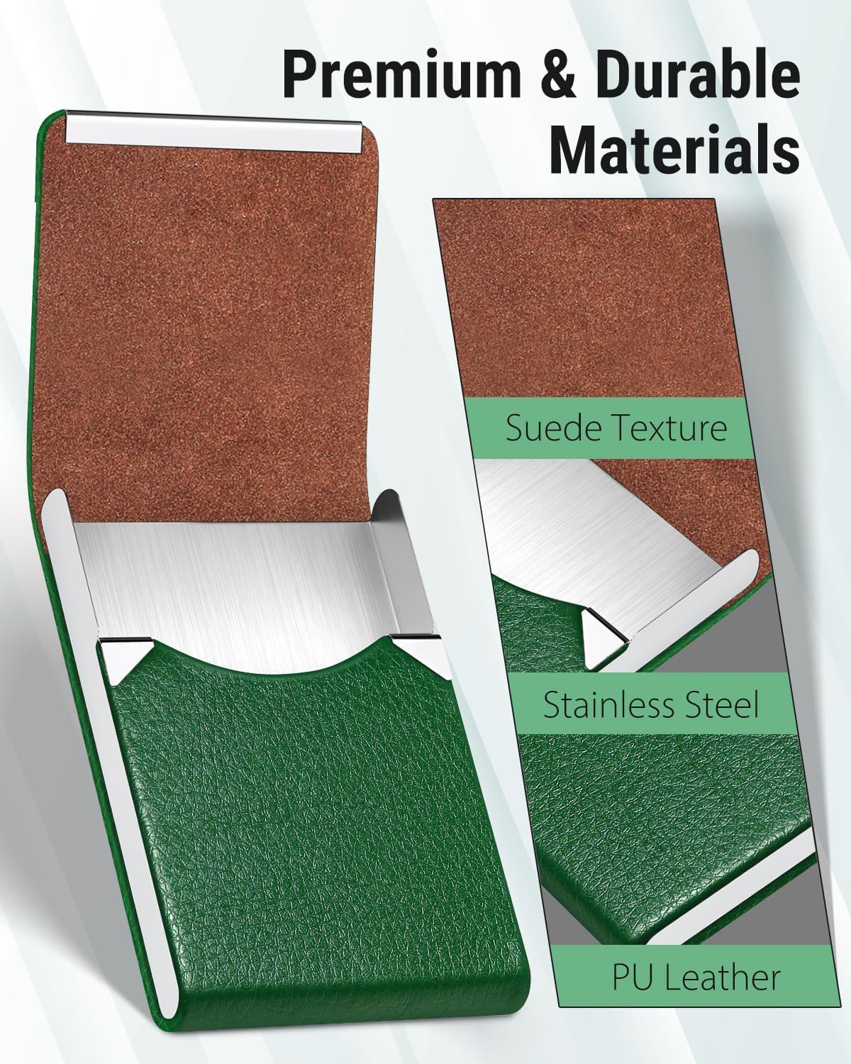 MaxGear Business Card Holder, PU Leather Business Card Case, Dark Green