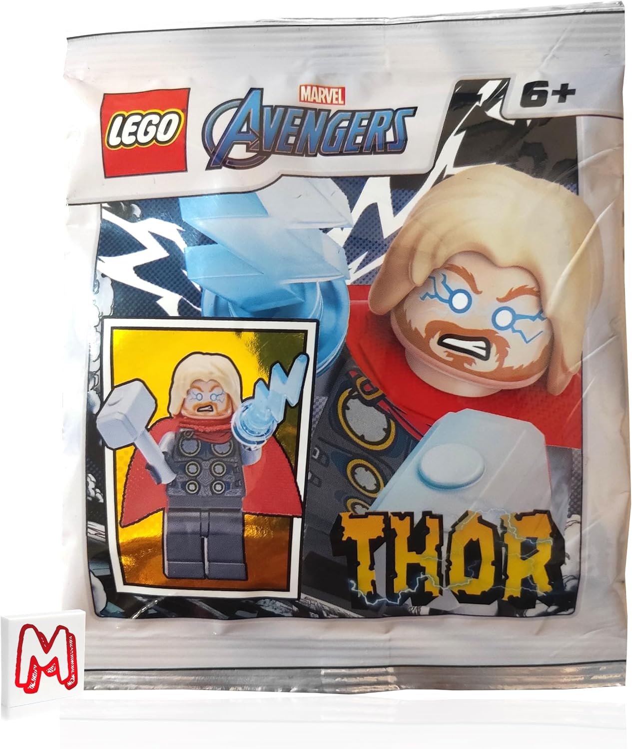 LEGO Super Heroes Avengers Minifigure - Thor with Mjolnir Hammer and Lighting Bolt (2020 Version)