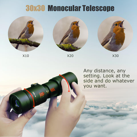 30x40 Monoculars for Adults High Powered, Compact Monocular Telescope for Smartphone, Mini Pocket Handheld Monocular with Flexible Tripod for Hunting, Star Gazing, Bird Watching, Travel