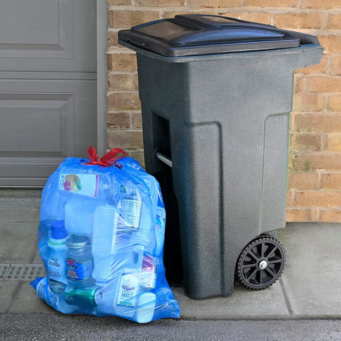 Amazon Basics Blue Recycling Drawstring Trash Bags, Tall Kitchen, Unscented, 13 Gallon, 60 Count (Pack of 6)