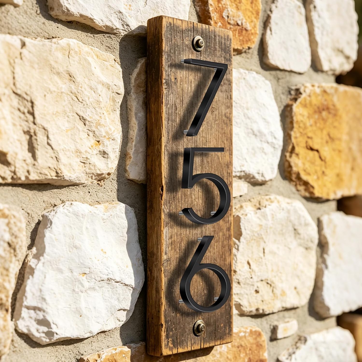 5 Inch House Numbers for Outside, Stainless Steel Floating Address Numbers for House, Modern Black Metal Door Numbers for Mailbox, Wall, Yard, Easy Install with Mounting Kit (1)
