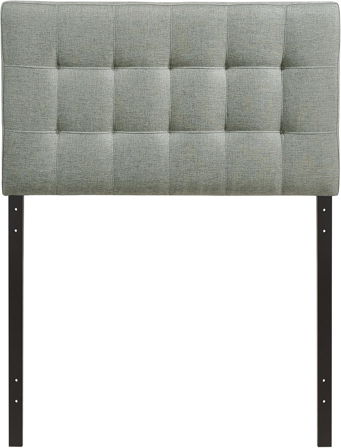 Modway Lily Tufted Linen Fabric Upholstered Twin Headboard in Gray