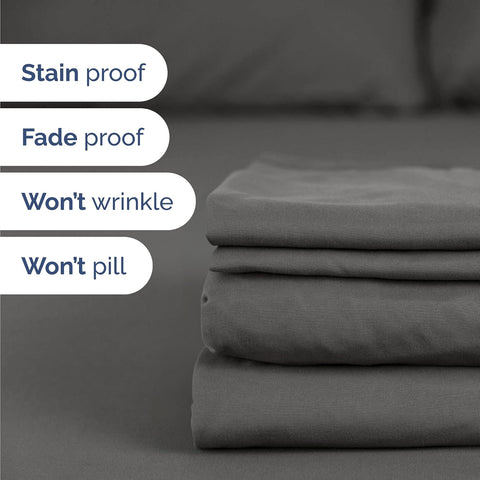 Cal King Size 4 Piece Sheet Set - Breathable & Cooling Sheets - Charcoal