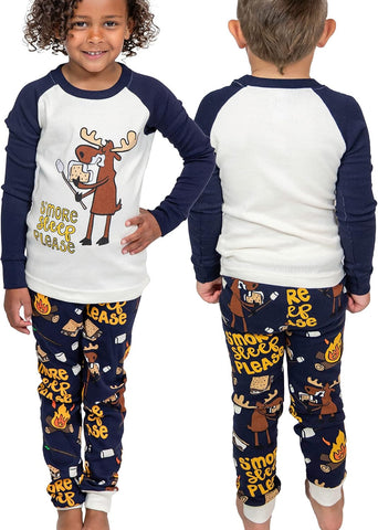 Lazy One Long-Sleeved Kids' Pajamas for Girls and Boys, Funny Kids' PJ Sets