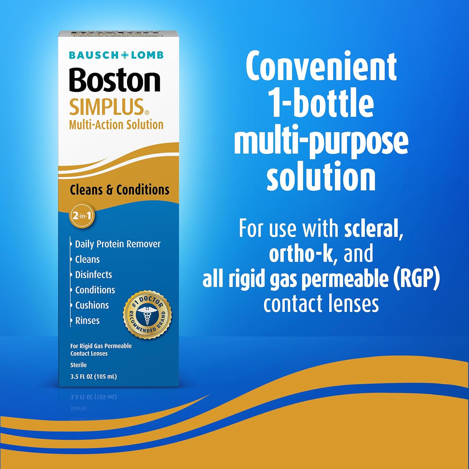 Boston SIMPLUS Multi-Action RGP Contact Lens Solution, 3.5 Fl Oz