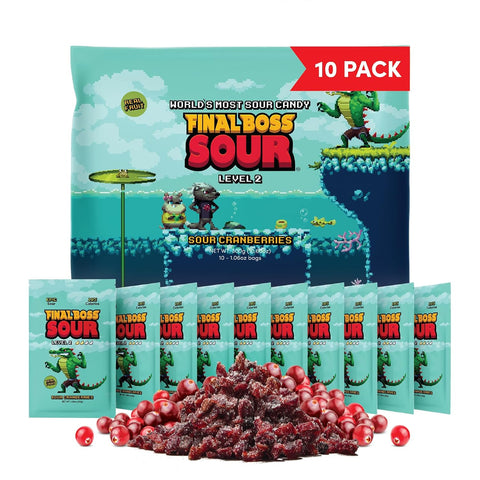 Final Boss Sour Fruit Candy, Cranberries, Level 2, 10 Pack