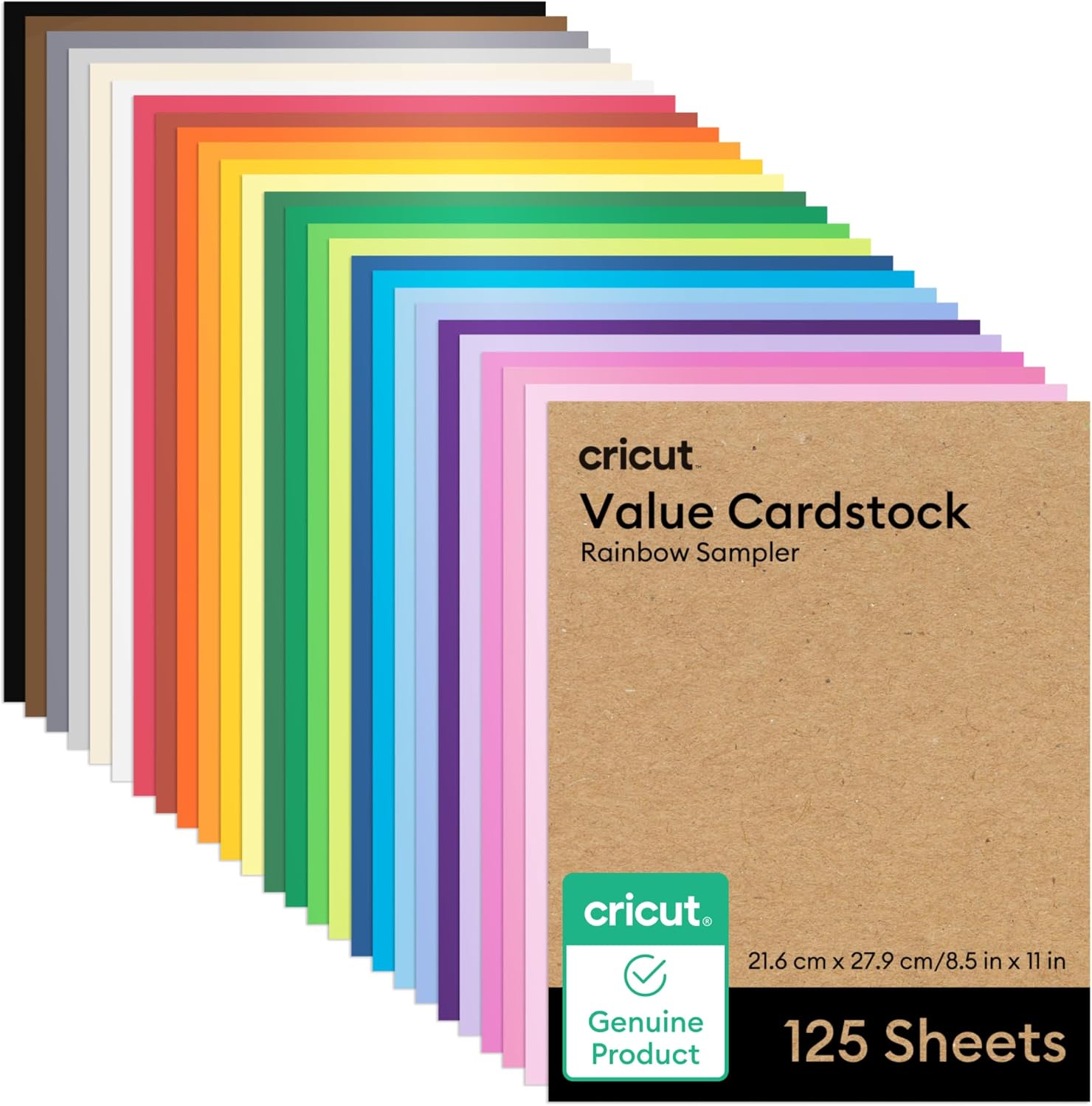 Cricut Value Cardstock Paper, Rainbow Sampler - 125 sheets (8.5" x 11")
