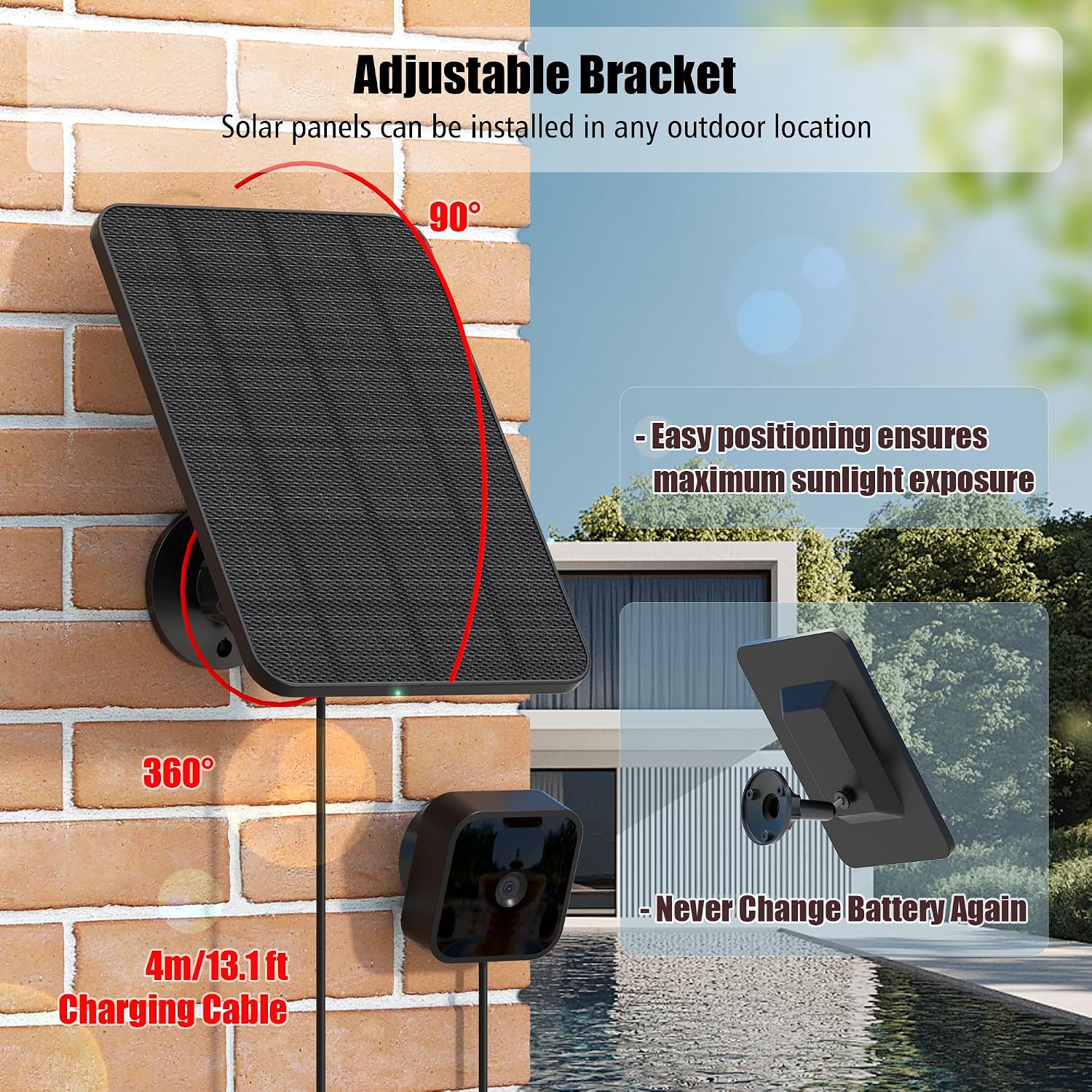Rhorawill 4 Pack Solar Panel for Blink Outdoor 2K+/4(4th Gen)/(3rd Gen) XT3