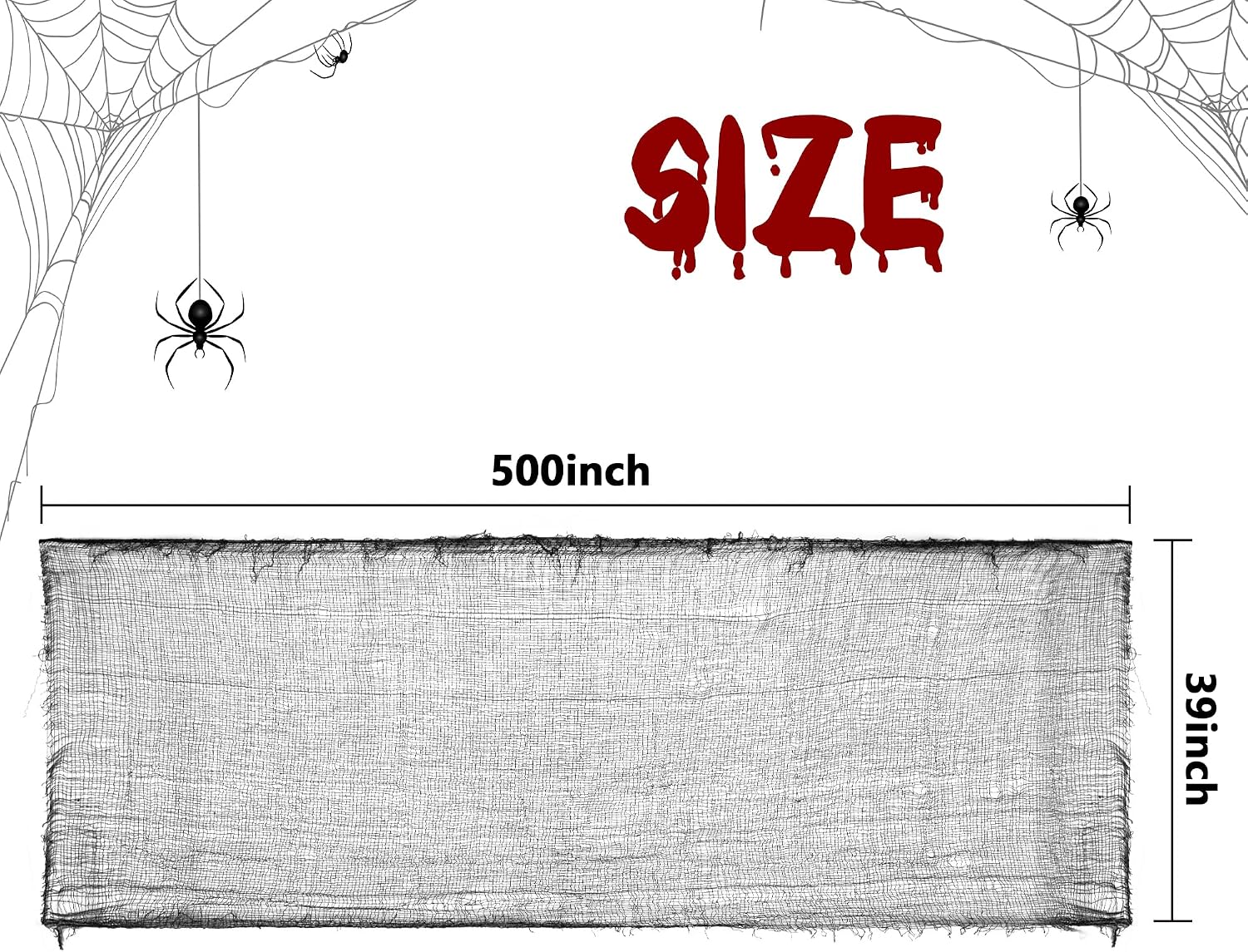 500"x39" Halloween Black Creepy Cloth, Halloween Scary Spooky Fabric Cloth