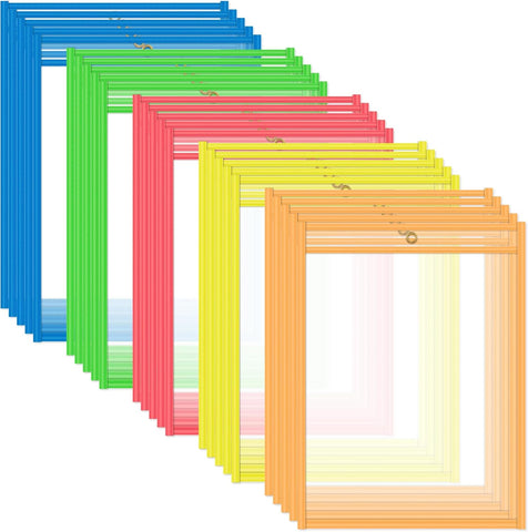 C-Line Neon Stitched Shop Ticket Holders, Green, Both Sides Clear, 9 x 12 Inches, 15 per Box (43913)