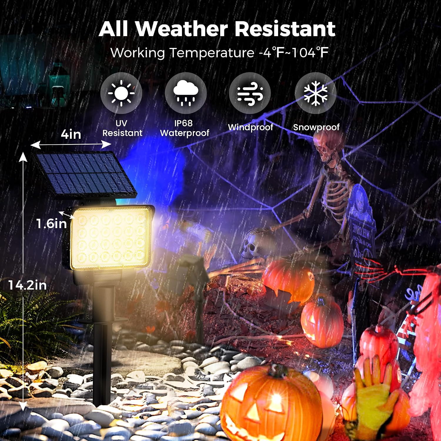 Solar Spot Lights Outdoor Waterproof, 6 Packs, Warm White