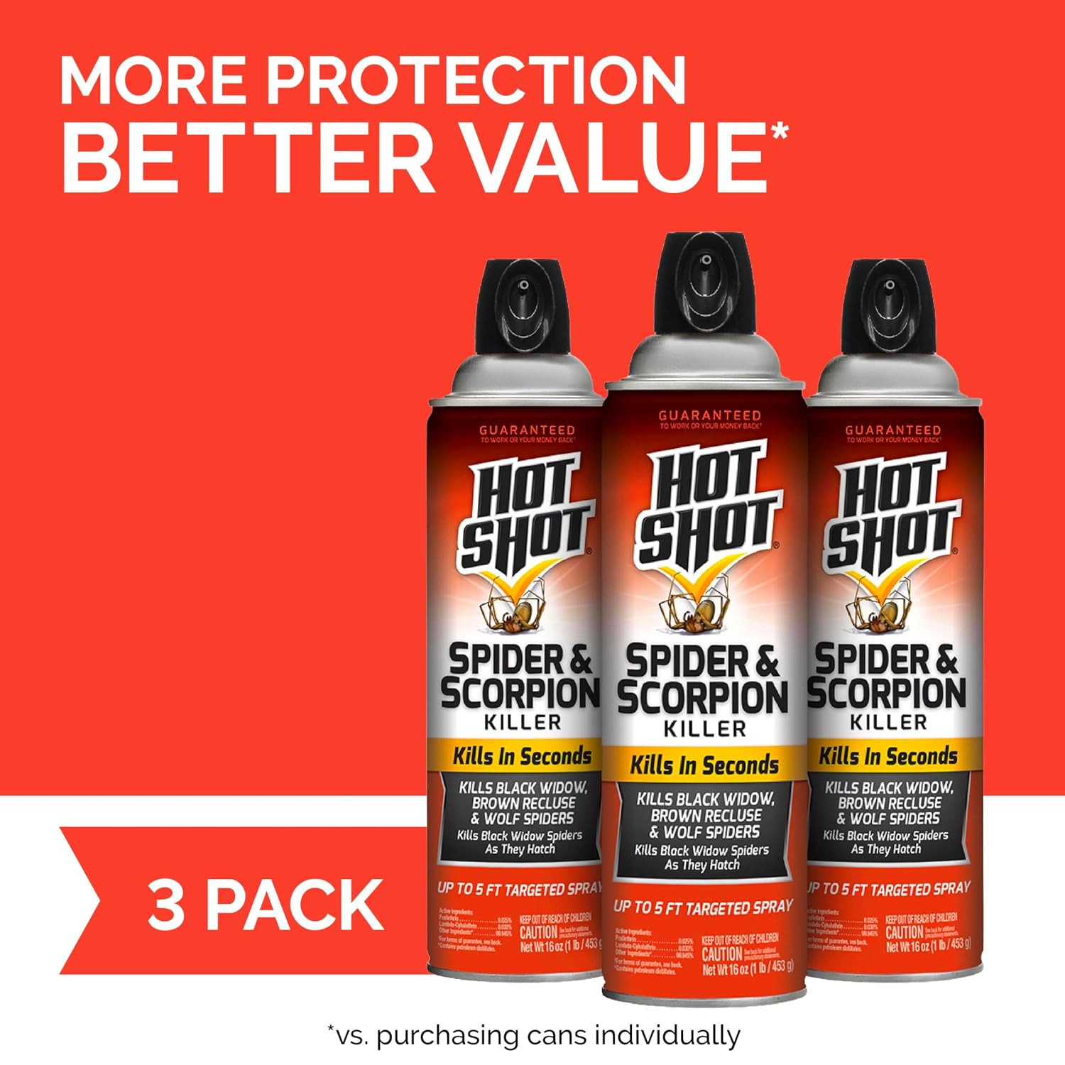 Hot Shot Spider & Scorpion Killer Aerosol Spray, 16 Oz, 3 Pack