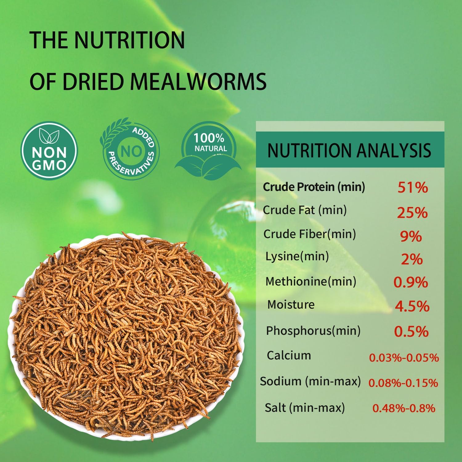 Dried Mealworms 5LB Pure Natural Chicken Treats for Laying Hens Wild Birds