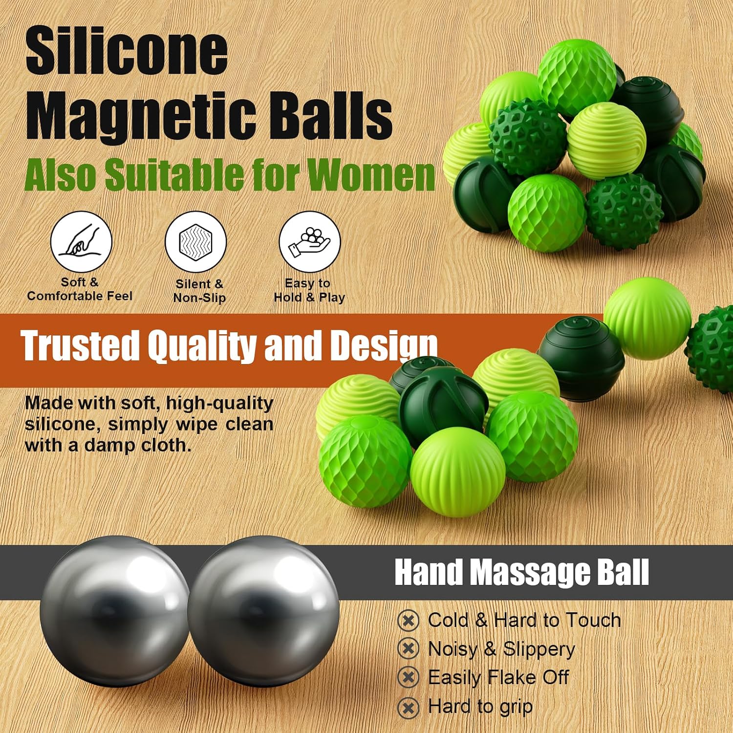 Magnetic Fidget Balls, 6 Pack Silicone Sensory Toys for Adults & Teens