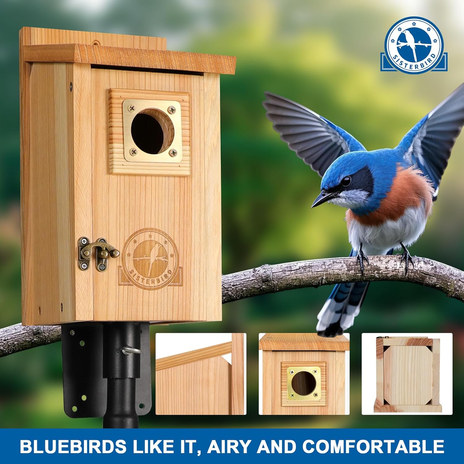 SISTERBIRD 2 Pack Bluebird Houses for Outside, Warming Gifts Bluebird House