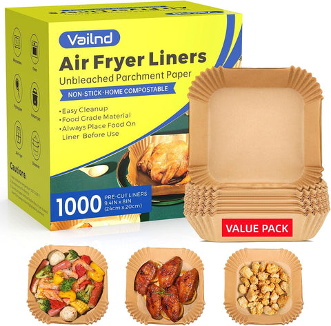 1000Pcs 8" Square Air Fryer Liners Disposable for 5-8 qt, Airfryer Paper