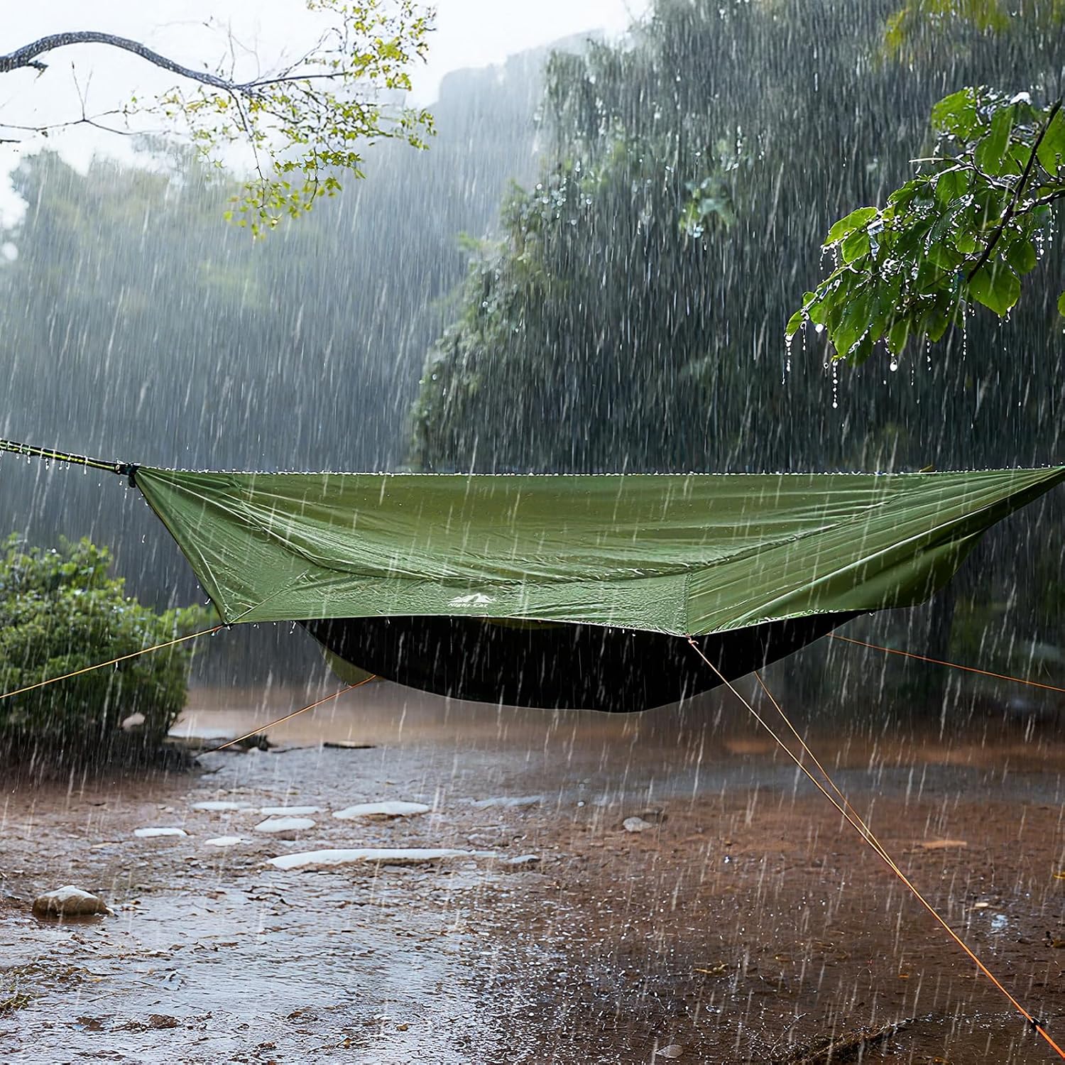 Night Cat Camping Hammock Tent: Lightweight Portable 4 in 1 Hammock with Rain Tarp and Mosquito Net for Hiking Jungle Outdoor