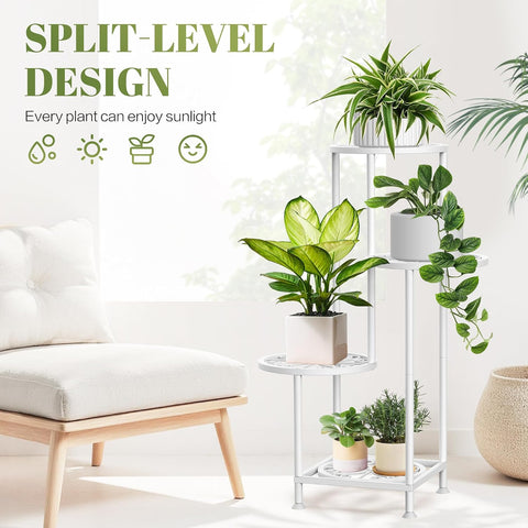 4 Tier Plant Stand Indoor Outdoor, Metal Shelf Holder Corner White