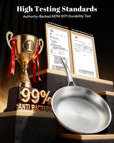 Titanium Pans for Cooking, 12 Inch Non-Toxic Frying Pan with Lid